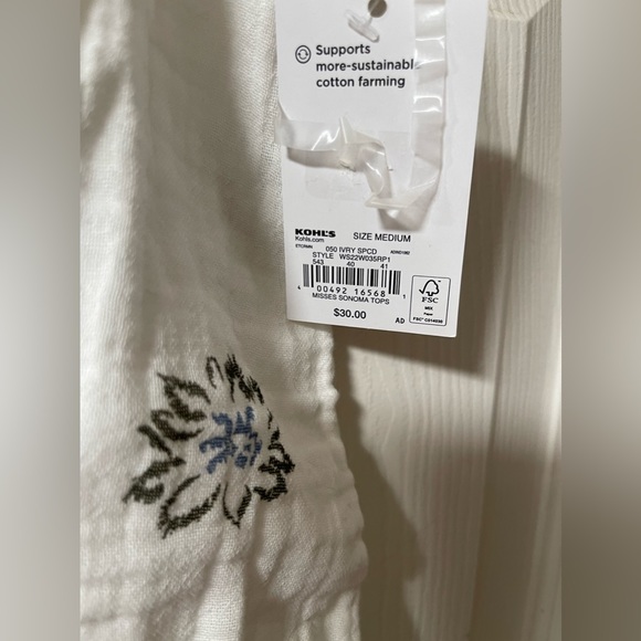 NWT SONIMA Cotton Flutter Sleeve Flower Tank Top Size Medium - Picture 7 of 9